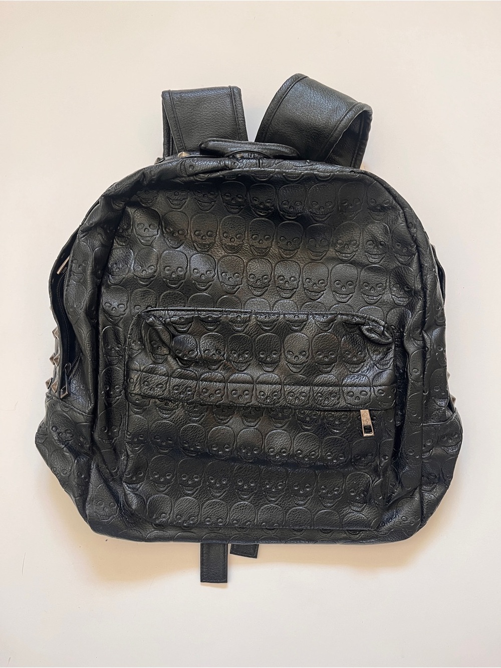 Black Skull-Embossed Faux Leather Backpack Thomas Wylde-style